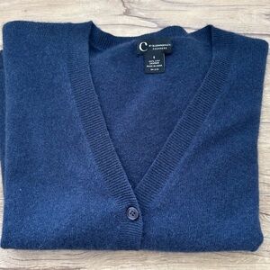 Bloomingdale's Deep Blue V-Neck Sweater Cashmere